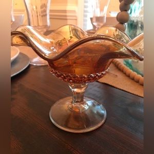 Vintage Imperial Glass Marigold Carnival Glass Compote Bowl